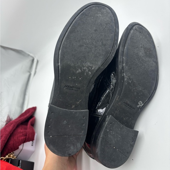 🇮🇹 AQUATALIA Italy Black Patent Leather Chelsea Ankle Boots - Picture 7 of 10